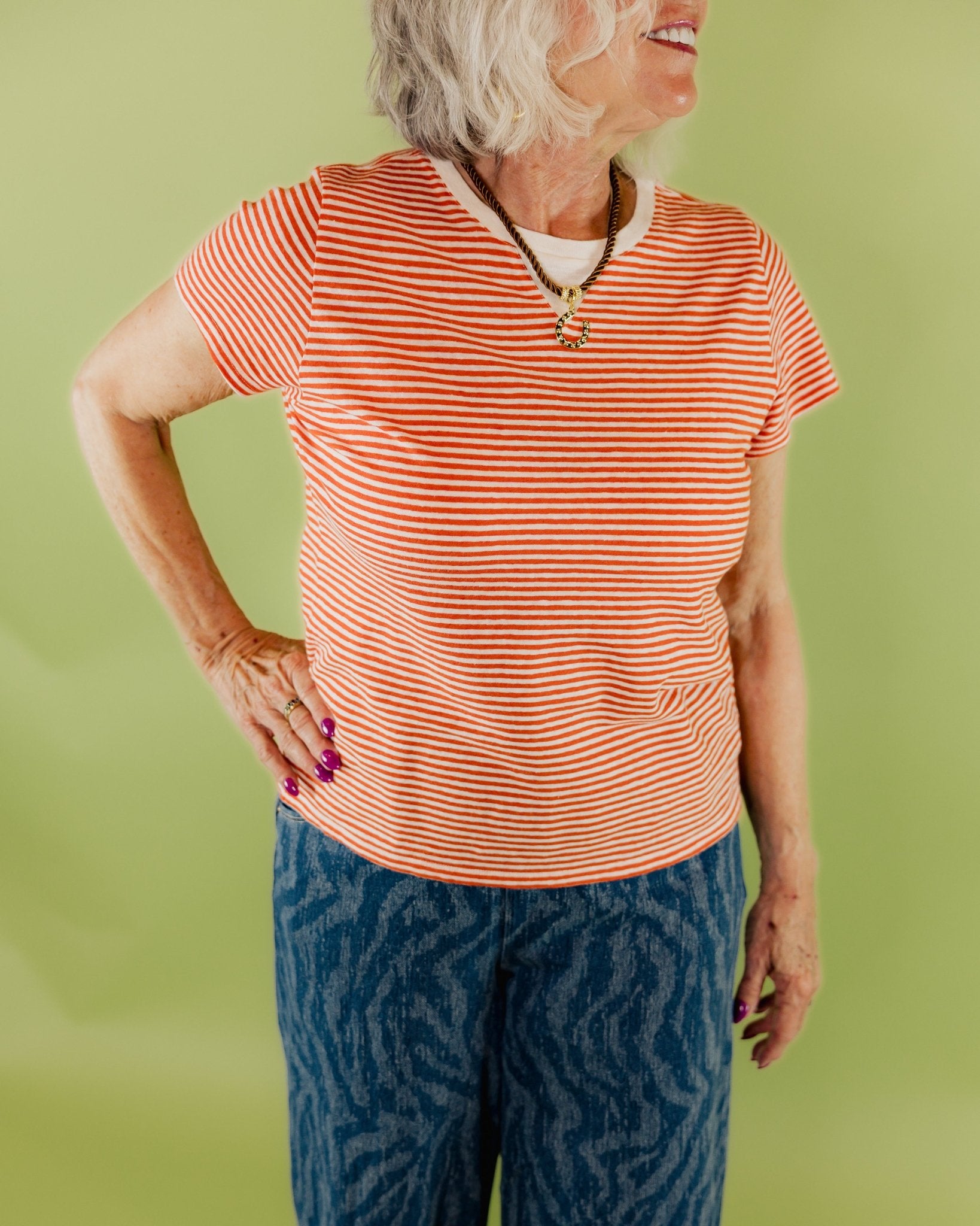 Classic Cotton Linen Stripe Tee - Olive You BoutiqueClare V.227225