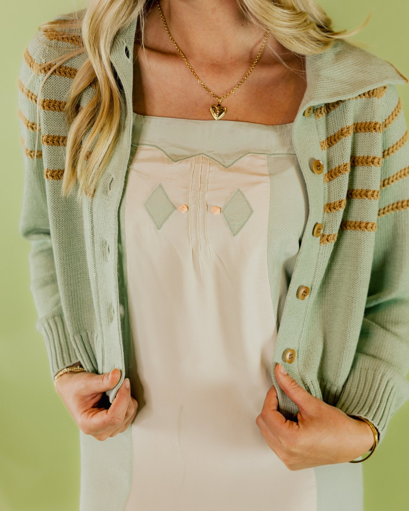 Striped Button Front Cardigan - Olive You BoutiqueTHE GREAT229212
