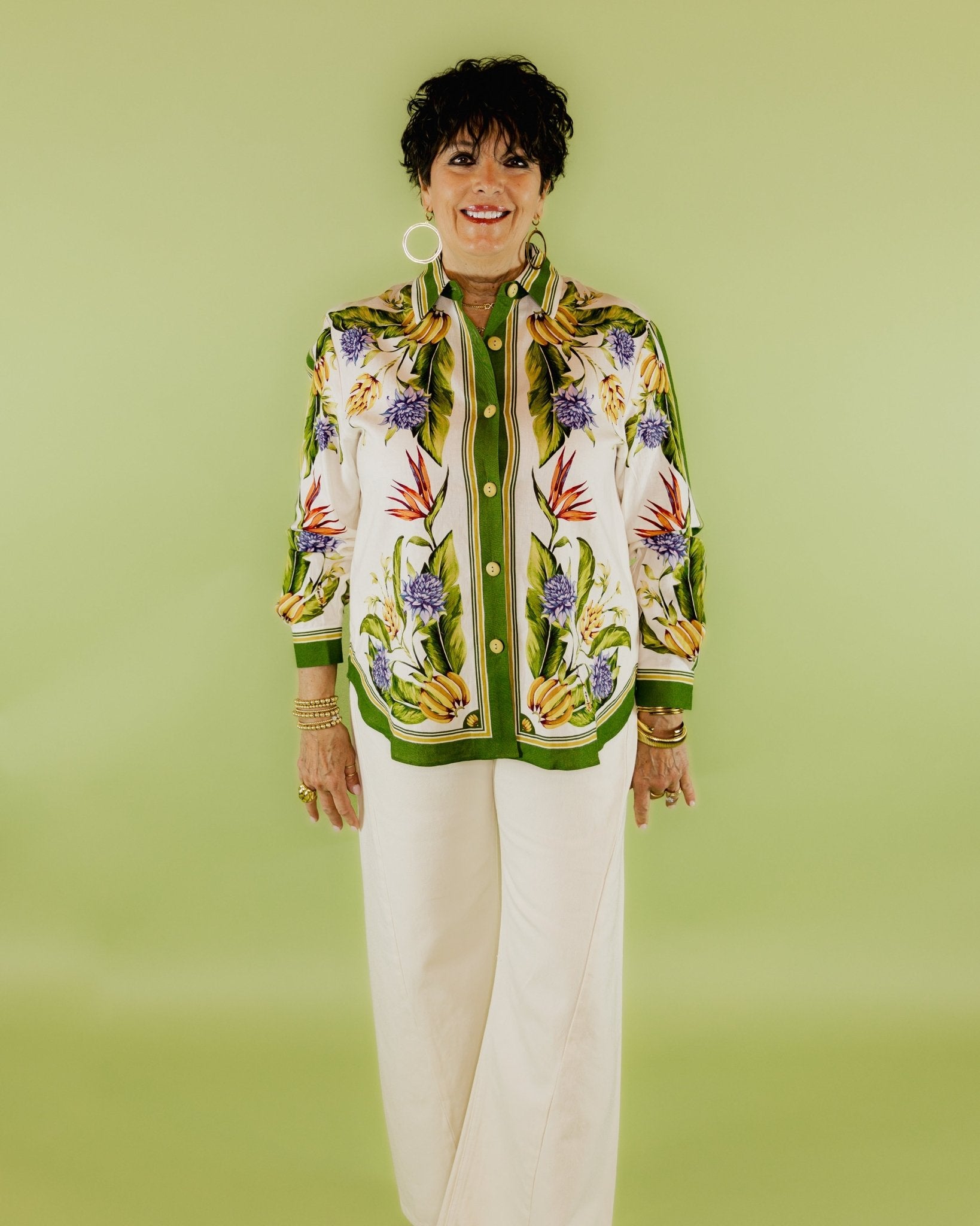 Tropical Scarf Blouse - Olive You BoutiqueFARM227453