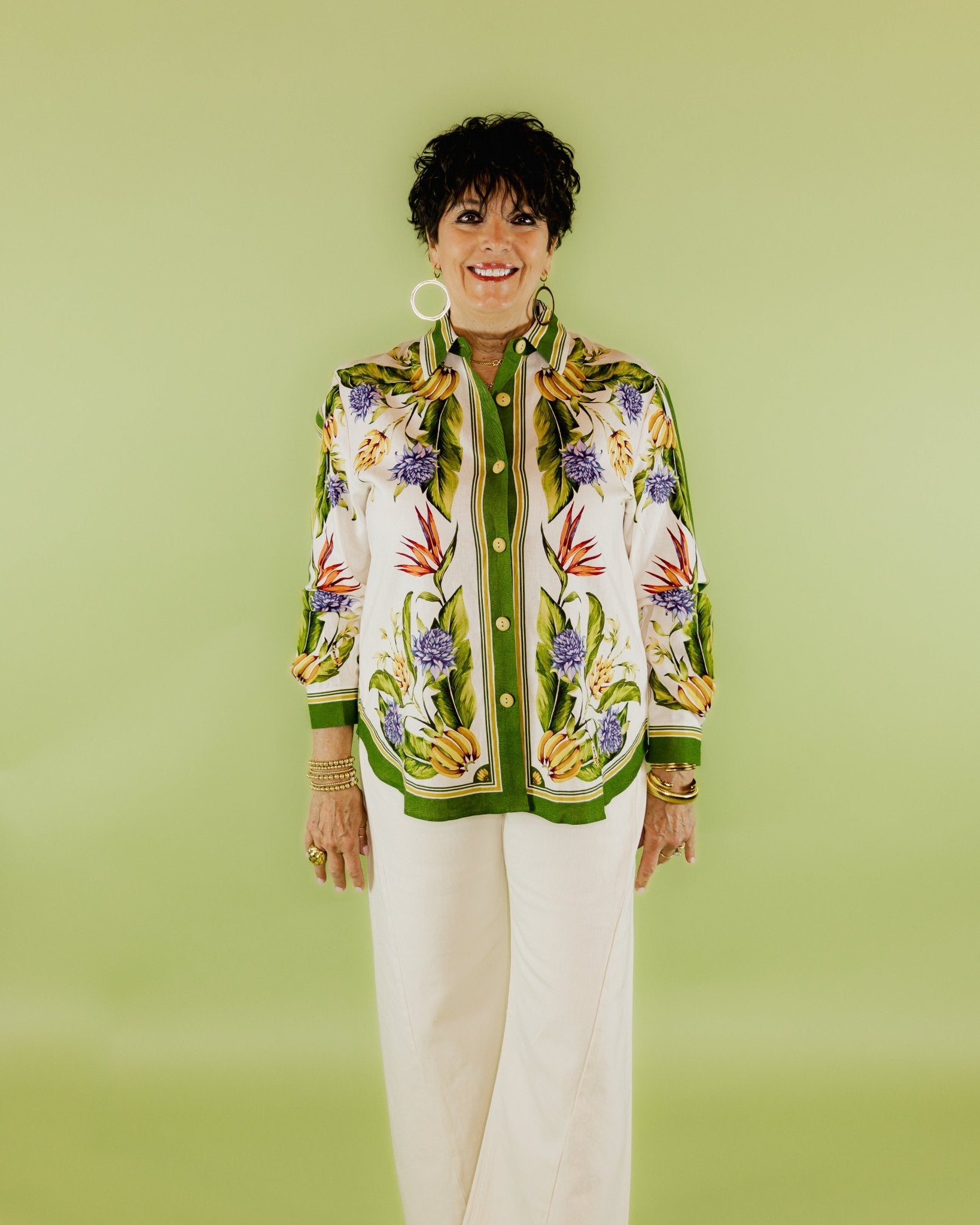 Tropical Scarf Blouse - Olive You BoutiqueFARM227453