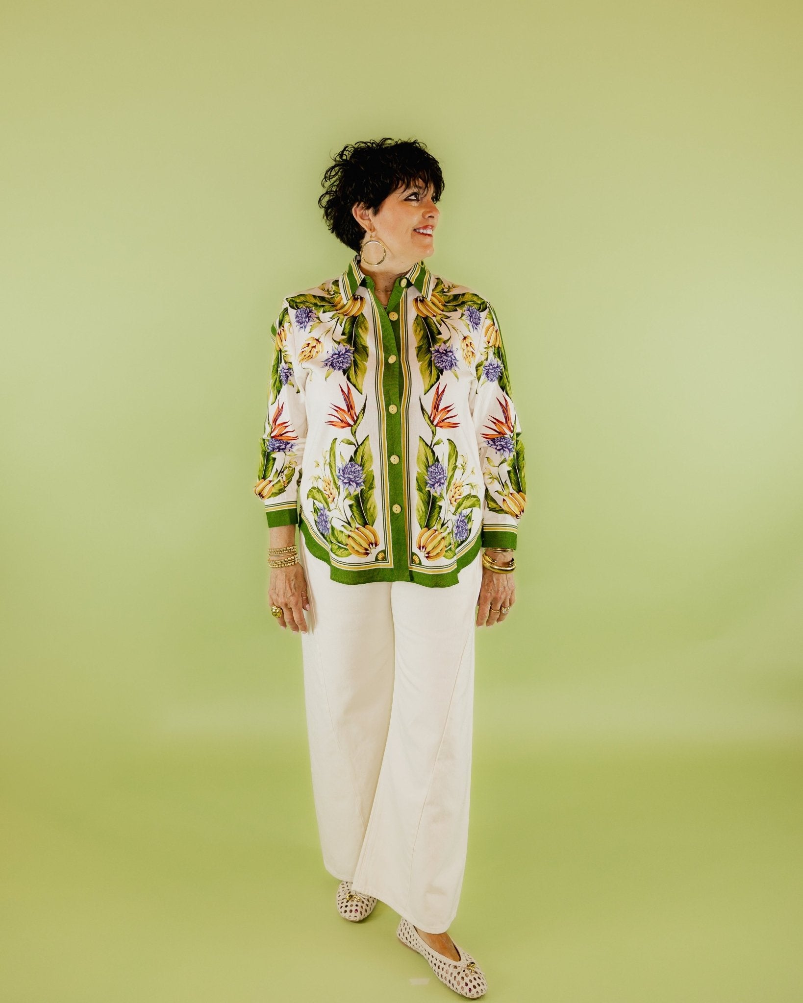 Tropical Scarf Blouse - Olive You BoutiqueFARM227453