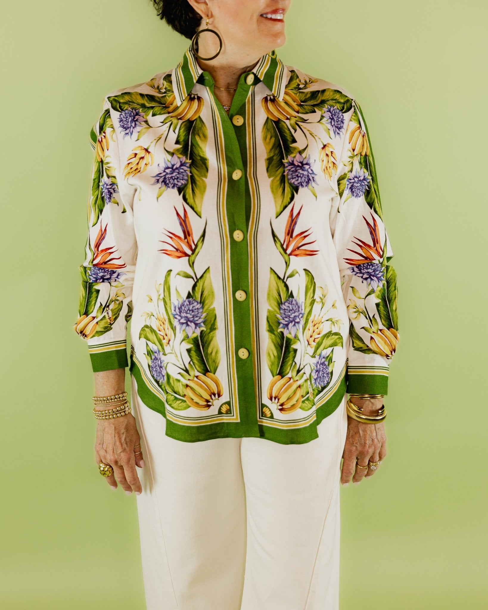 Tropical Scarf Blouse - Olive You BoutiqueFARM227453
