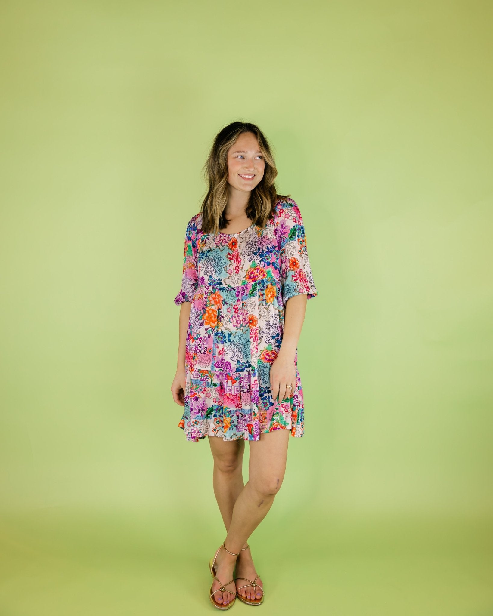 Floral Tie Back Mini Dress - Olive You BoutiqueJOHNNY WAS COLLECTION227644