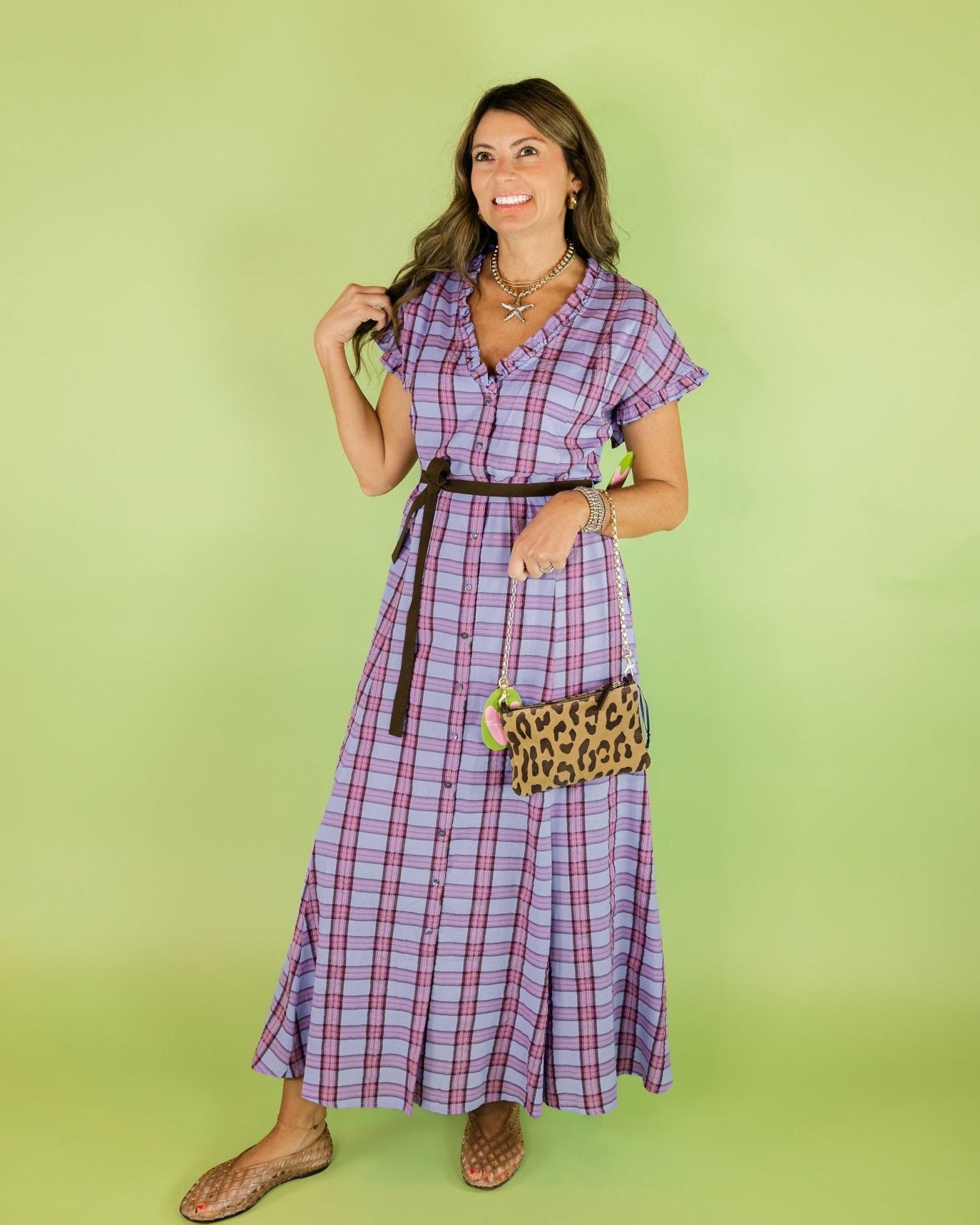Dixie Plaid Belted Midi Dress - Olive You BoutiqueXIRENA229301