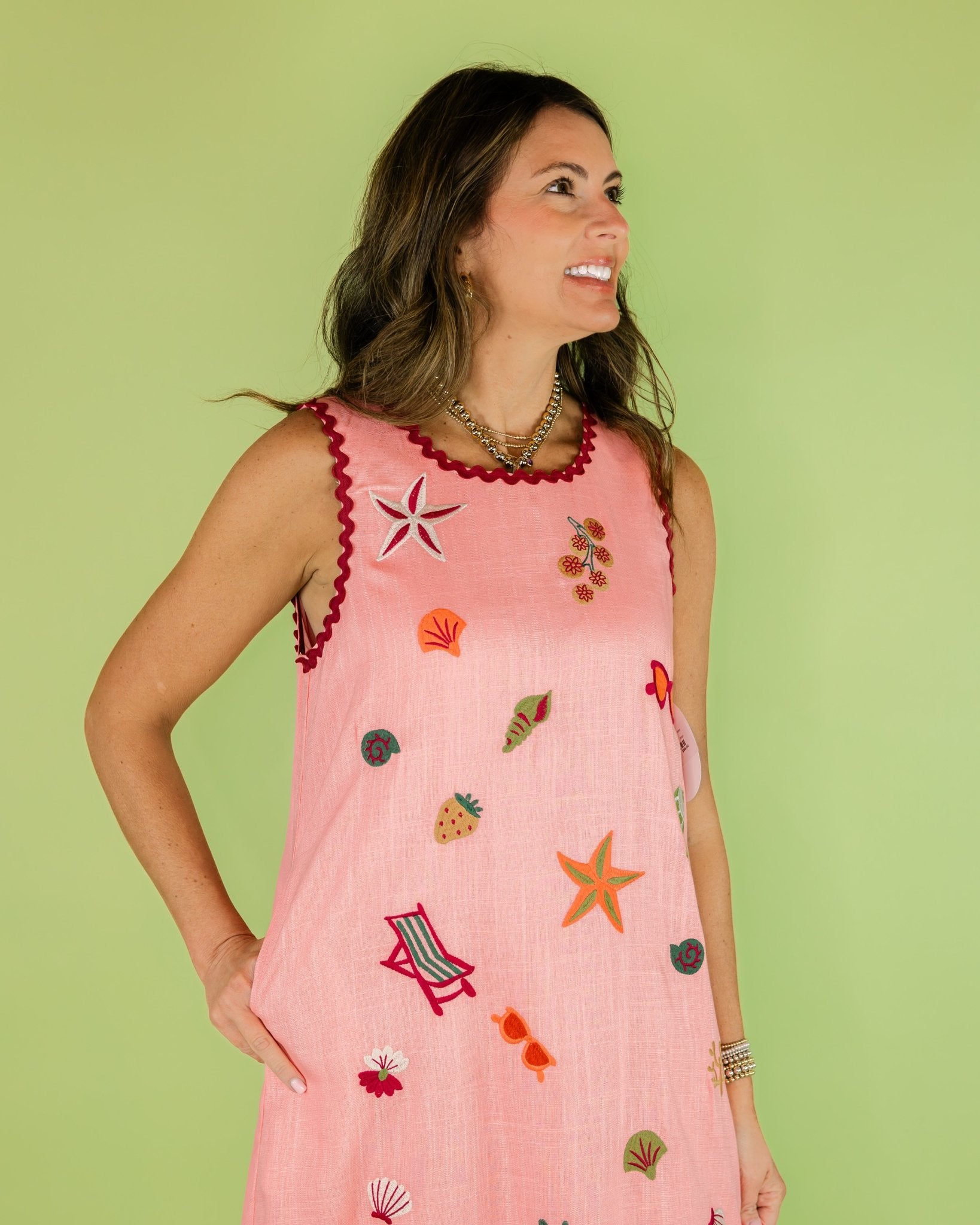 Sleeveless Embroidery Detail Dress - Olive You BoutiqueTHML231603