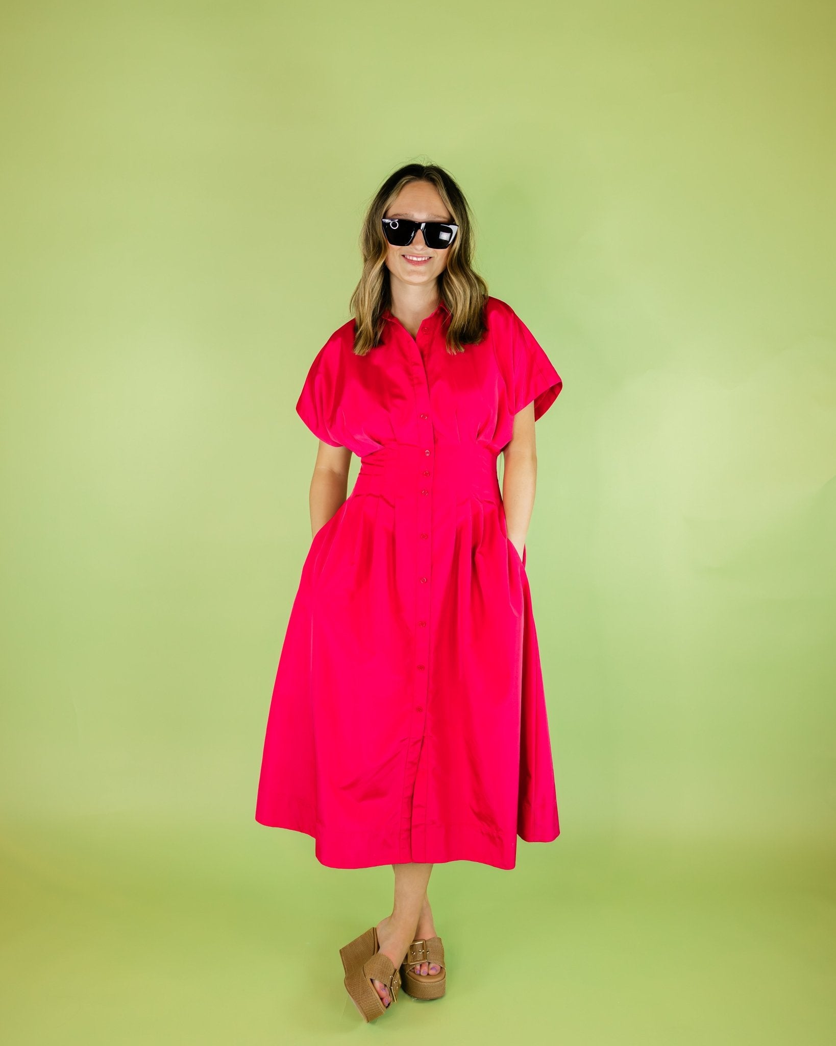 Button Front Midi Dress - Olive You BoutiqueALDEN ADAIR228151