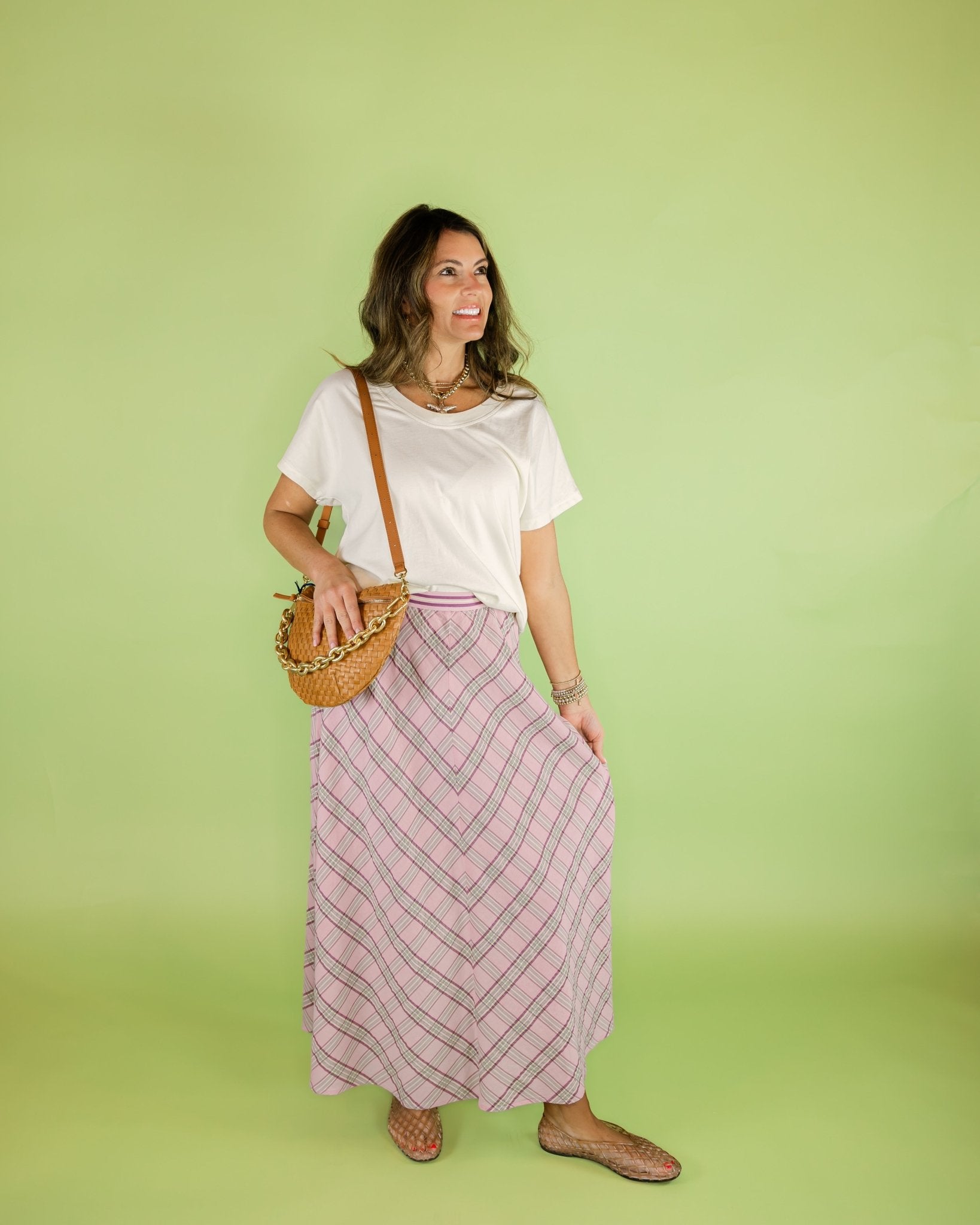 Hattie Pleated Pattern Midi Skirt - Olive You BoutiqueXIRENA229268
