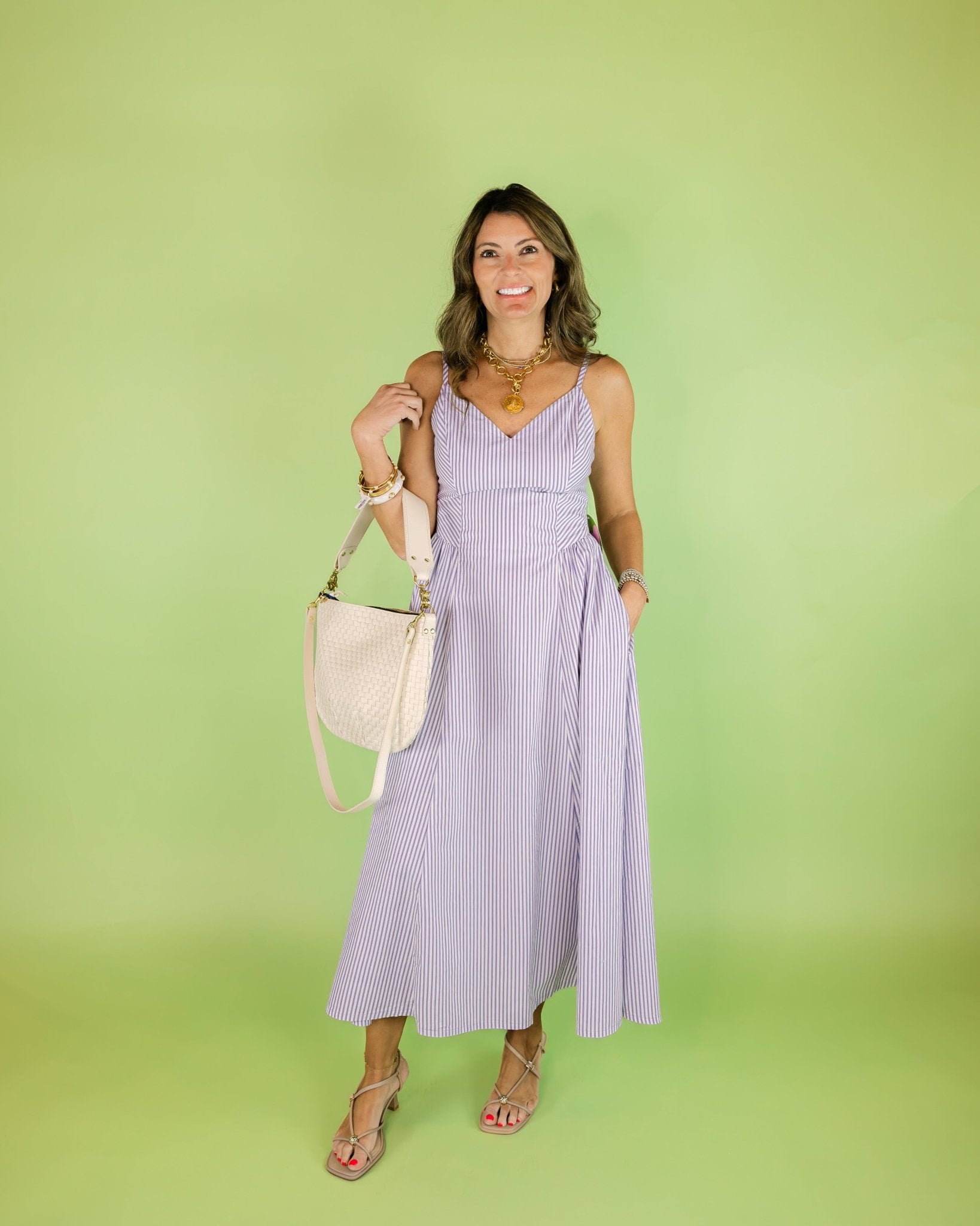 Bardot Striped Spaghetti Strap Midi Dress - Olive You BoutiqueXIRENA229287X4AMS045