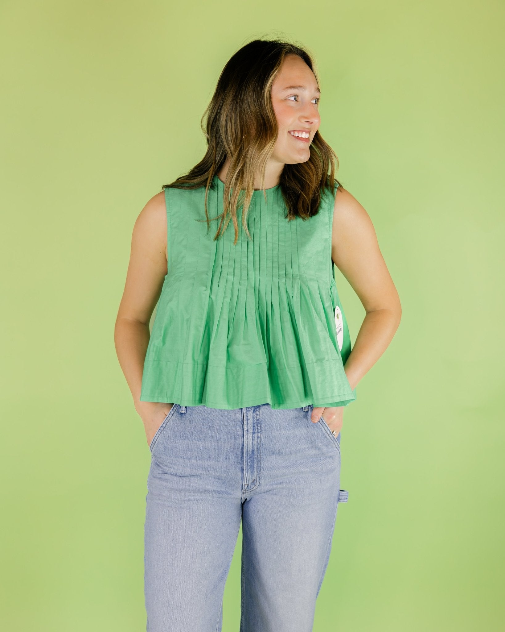 Sleeveless Pleated Flowy Top - Olive You BoutiqueOLIVE YOU231583