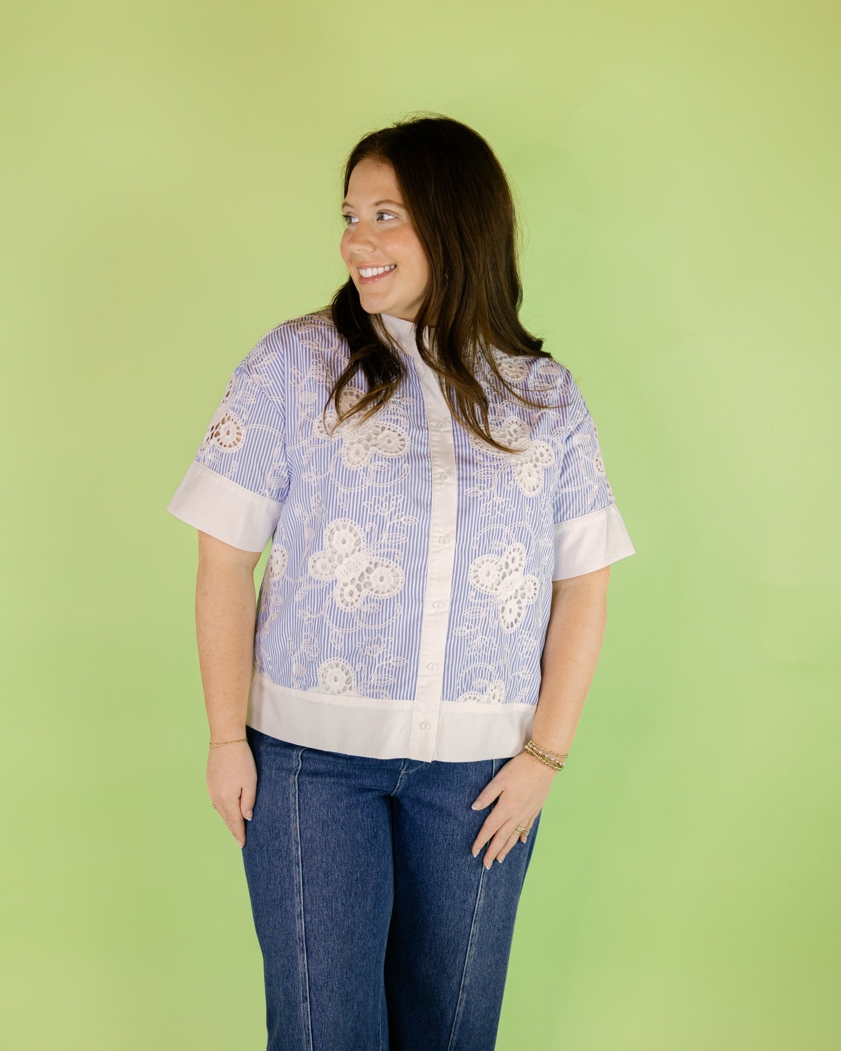 Butterfly Stripe Blouse - Olive You BoutiqueJADE229938