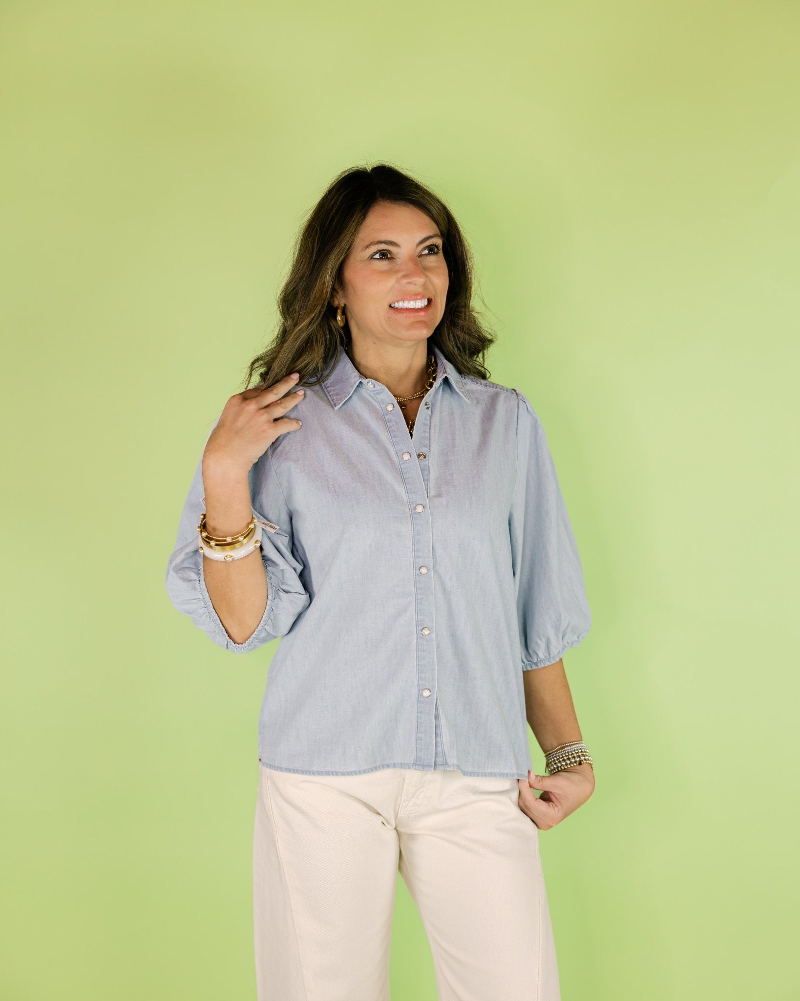 Button Down Collared Shirt - Olive You BoutiqueXIRENA229271