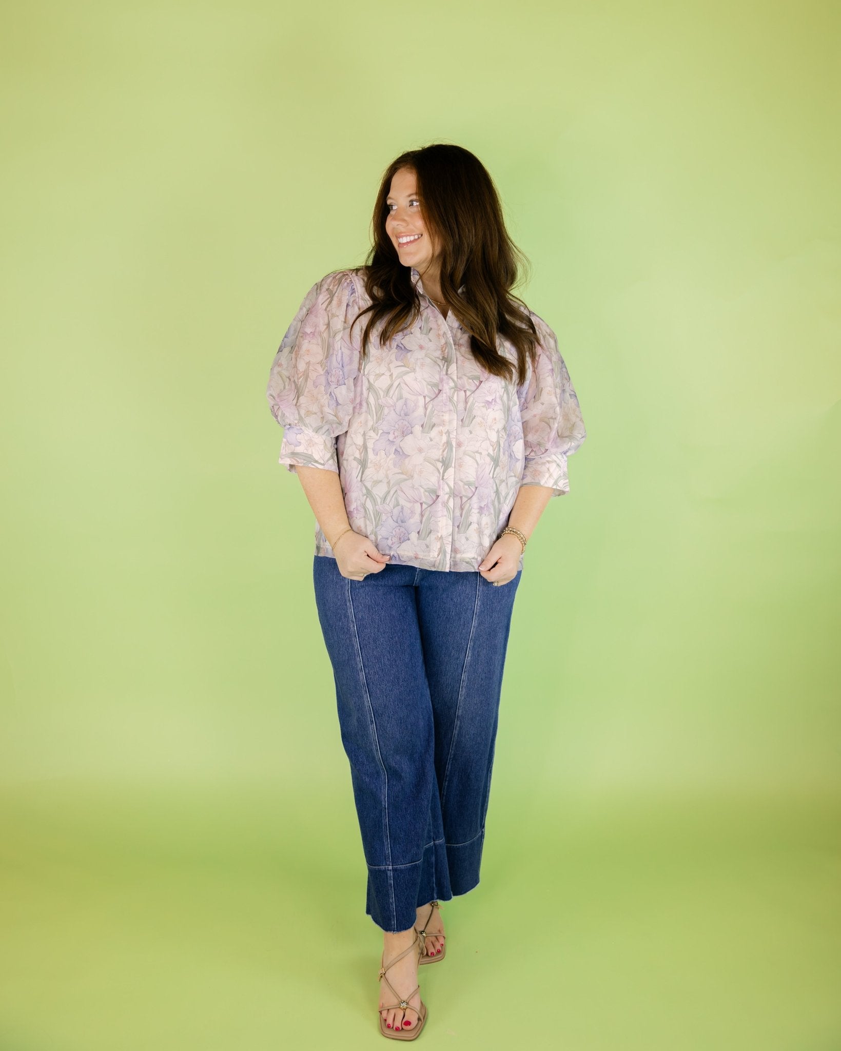 Lillies Puff Sleeve Blouse - Olive You BoutiqueJADE229946