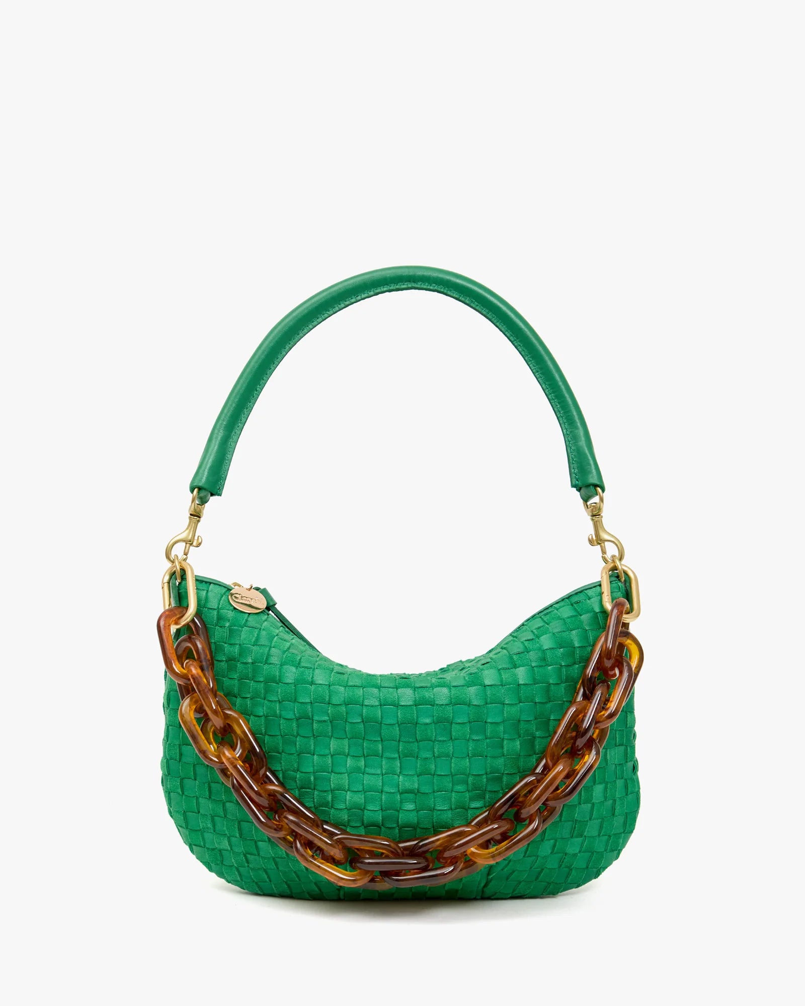 Petit Moyen Messenger Leather/Suede Woven Check - Grass - Olive You BoutiqueClare V.227261CVH1000373