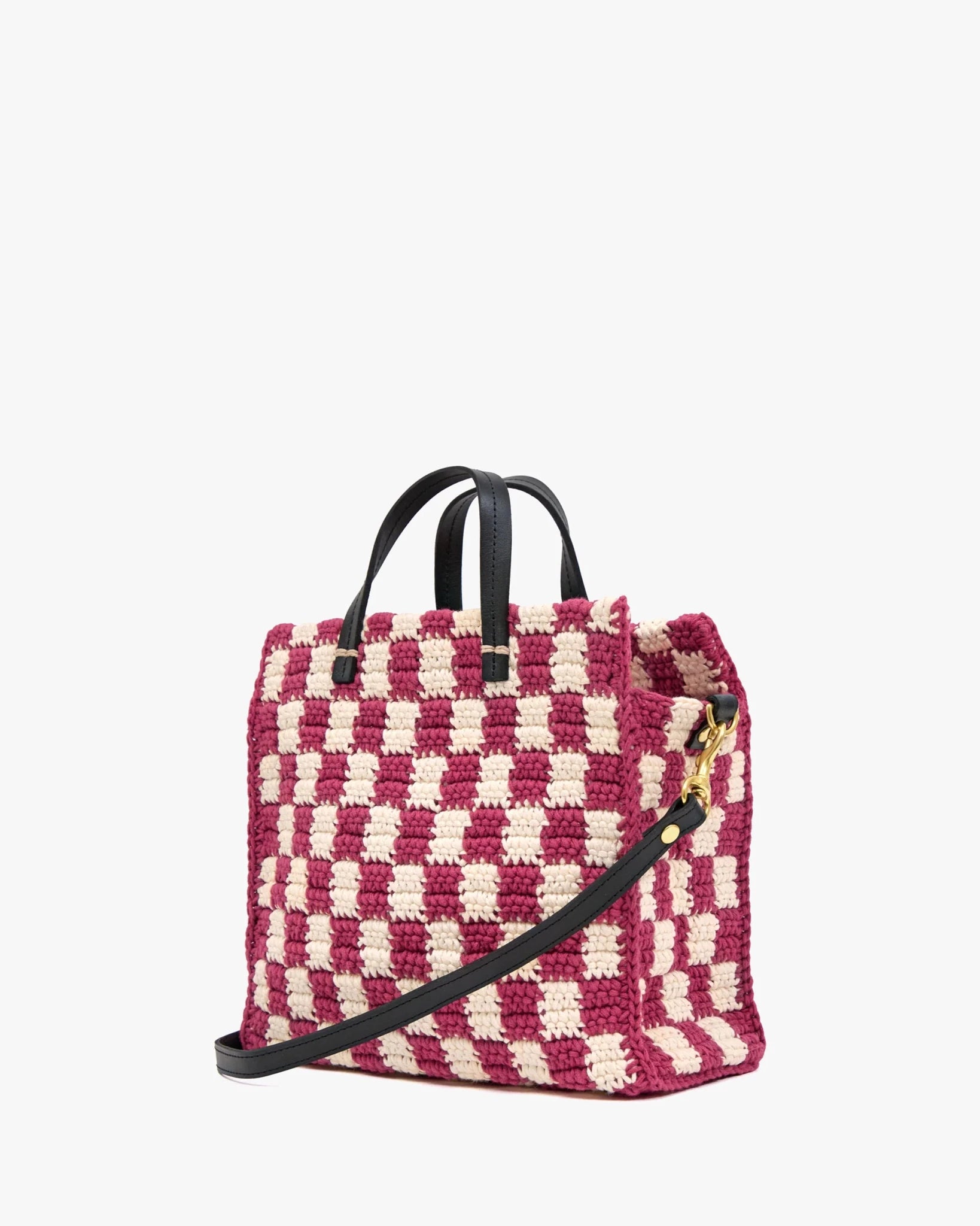 Petit Summer Tote Mini Crochet Check - Plum/Cream - Olive You BoutiqueClare V.227264CVH1000536