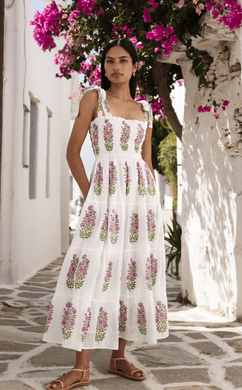 Martina Floral Tie Shoulder Dress - Olive You BoutiquePink City Prints226953SUM2645