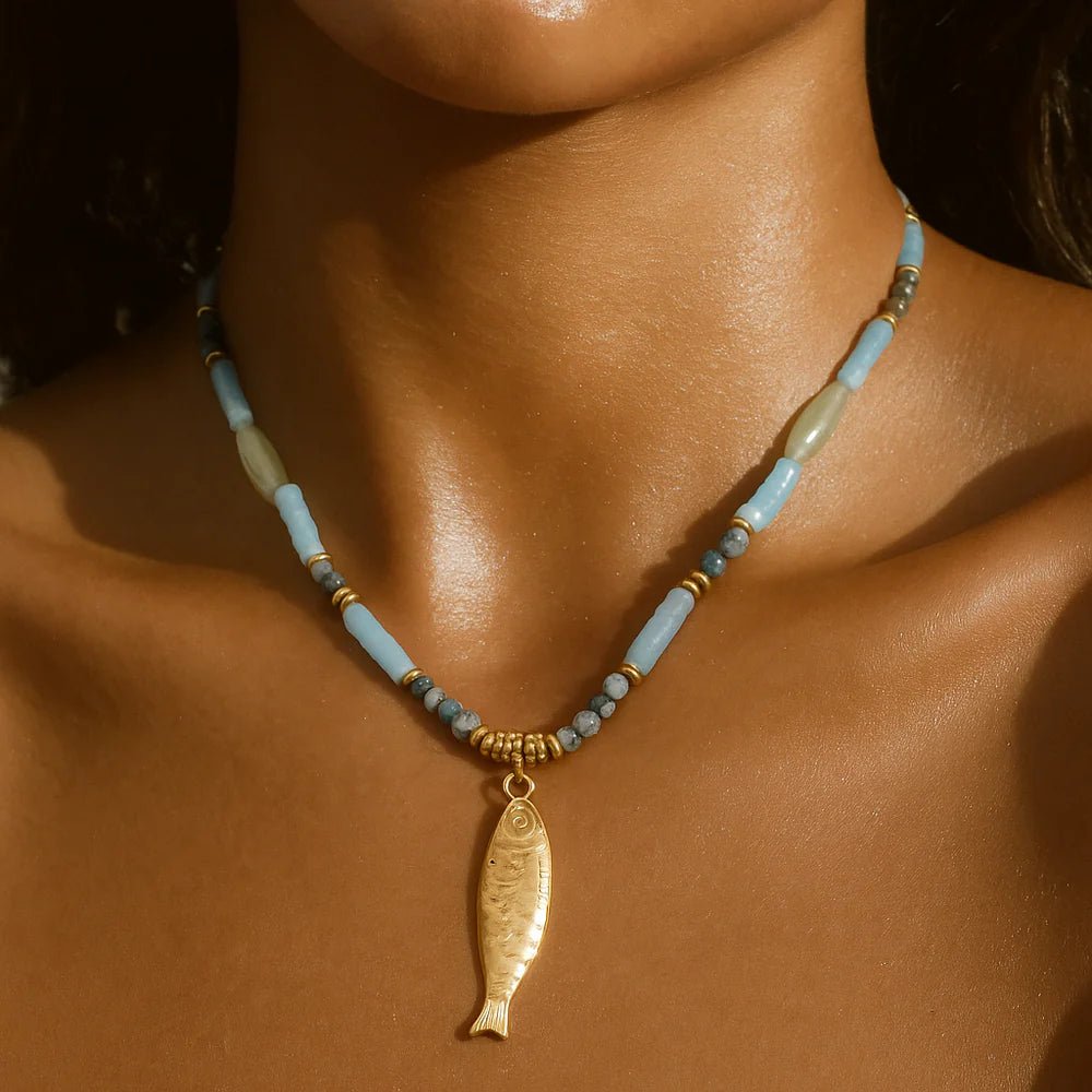Akira Beaded Fish Pendant Necklace - Olive You BoutiqueELLIE VAILAkira Beaded Fish Pendant Necklace