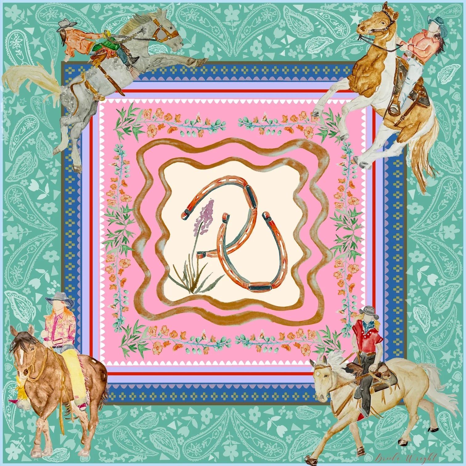 Printed Silk Scaves - Olive You BoutiqueBrooke Wright Designs231546Cowgirl Collection