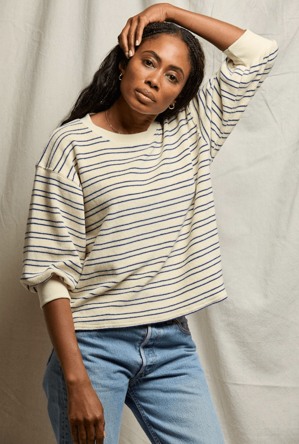 Terry Stripe Bubble Sleeve Sweatshirt - Olive You BoutiquePERFECTWHITETEE227867T336-F33-ROXY
