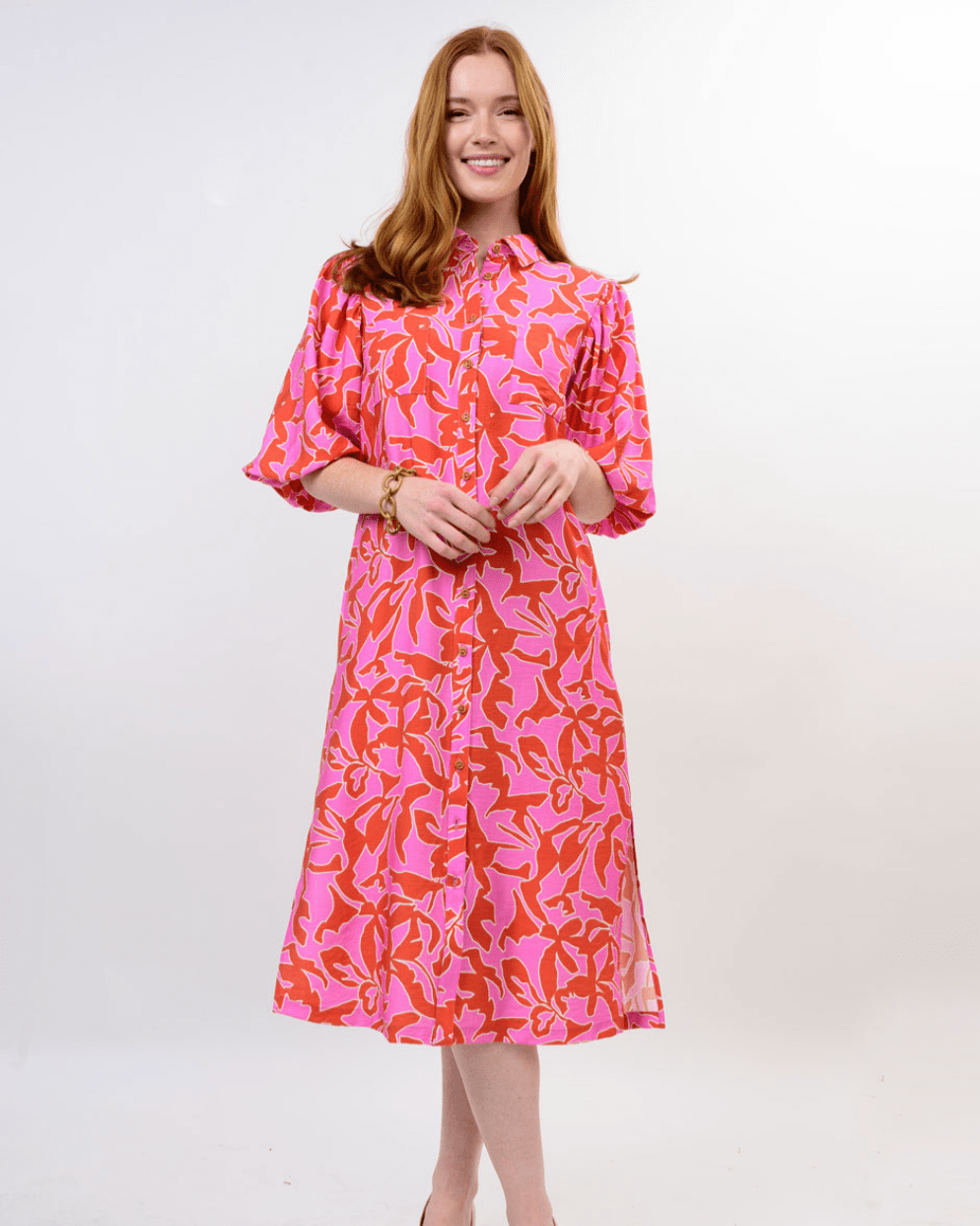 Midi Pouf Sleeve Floral Dress - Olive You BoutiqueUNCLE FRANK23118872663