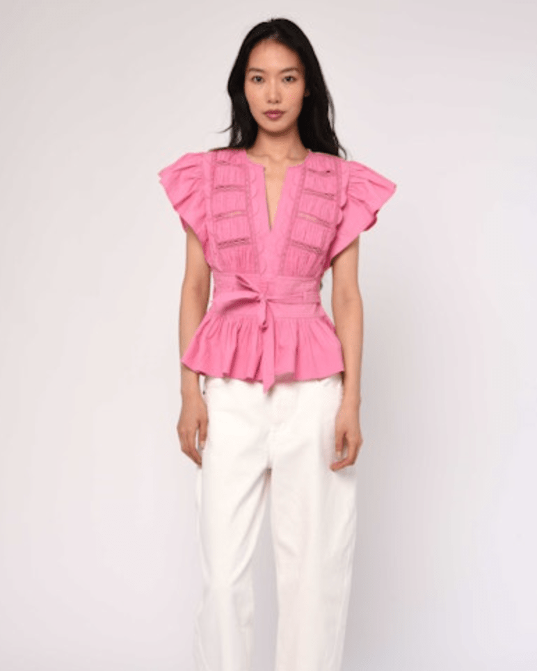 Tie Waist Ruffle Blouse - Olive You BoutiqueLOVE THE LABEL229230L2603-3271