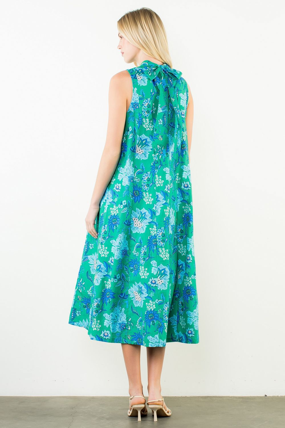 Sleeveless Floral Pattern Dress - Olive You BoutiqueTHML231410JH2334-1