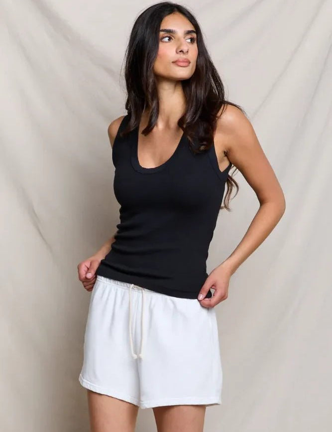 Jordan U-Neck Ribbed Tank - Olive You BoutiquePERFECTWHITETEE211996T09-JORDAN