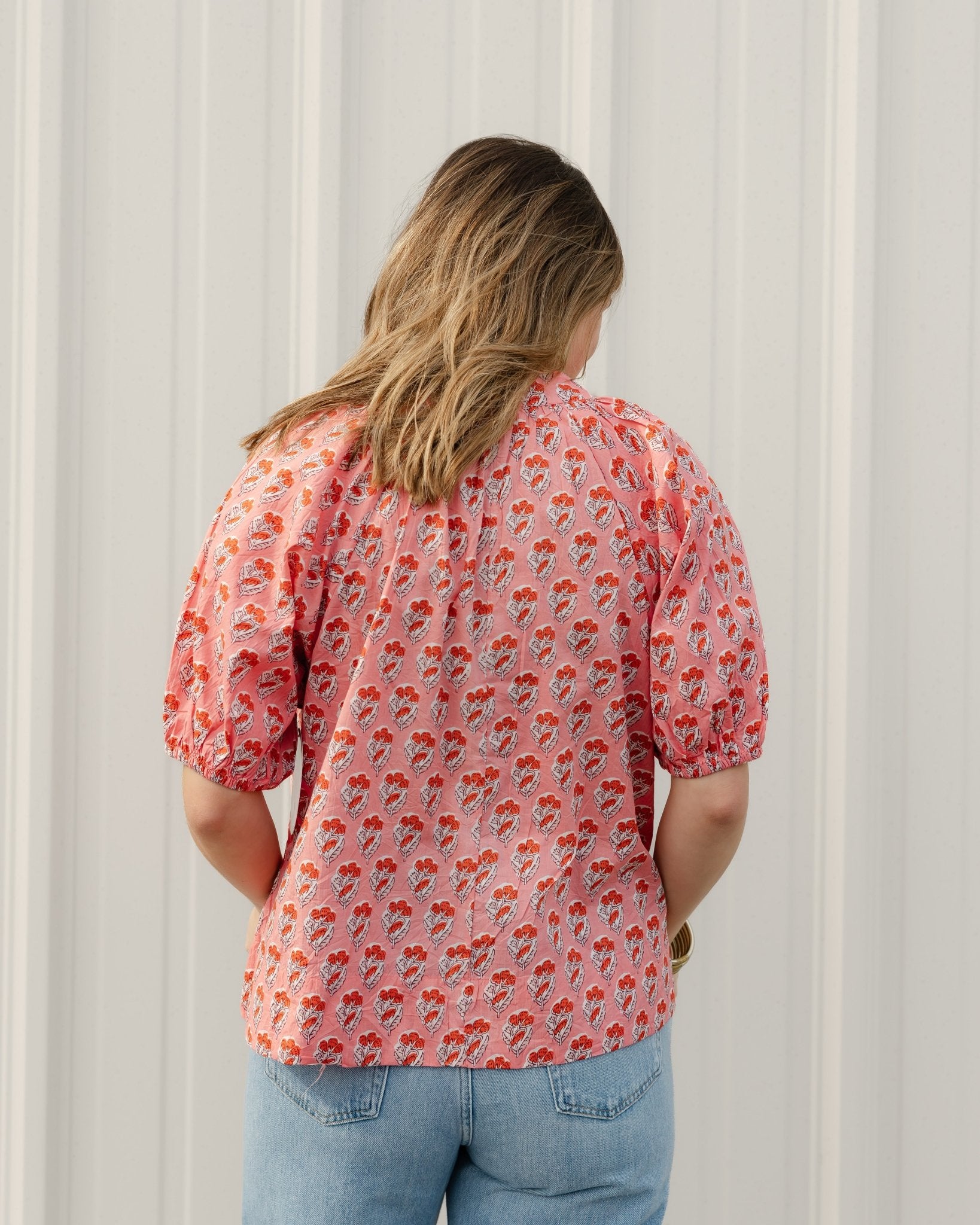 Coral Garden Popover Blouse - Olive You BoutiqueTHML232528SRT1988-1