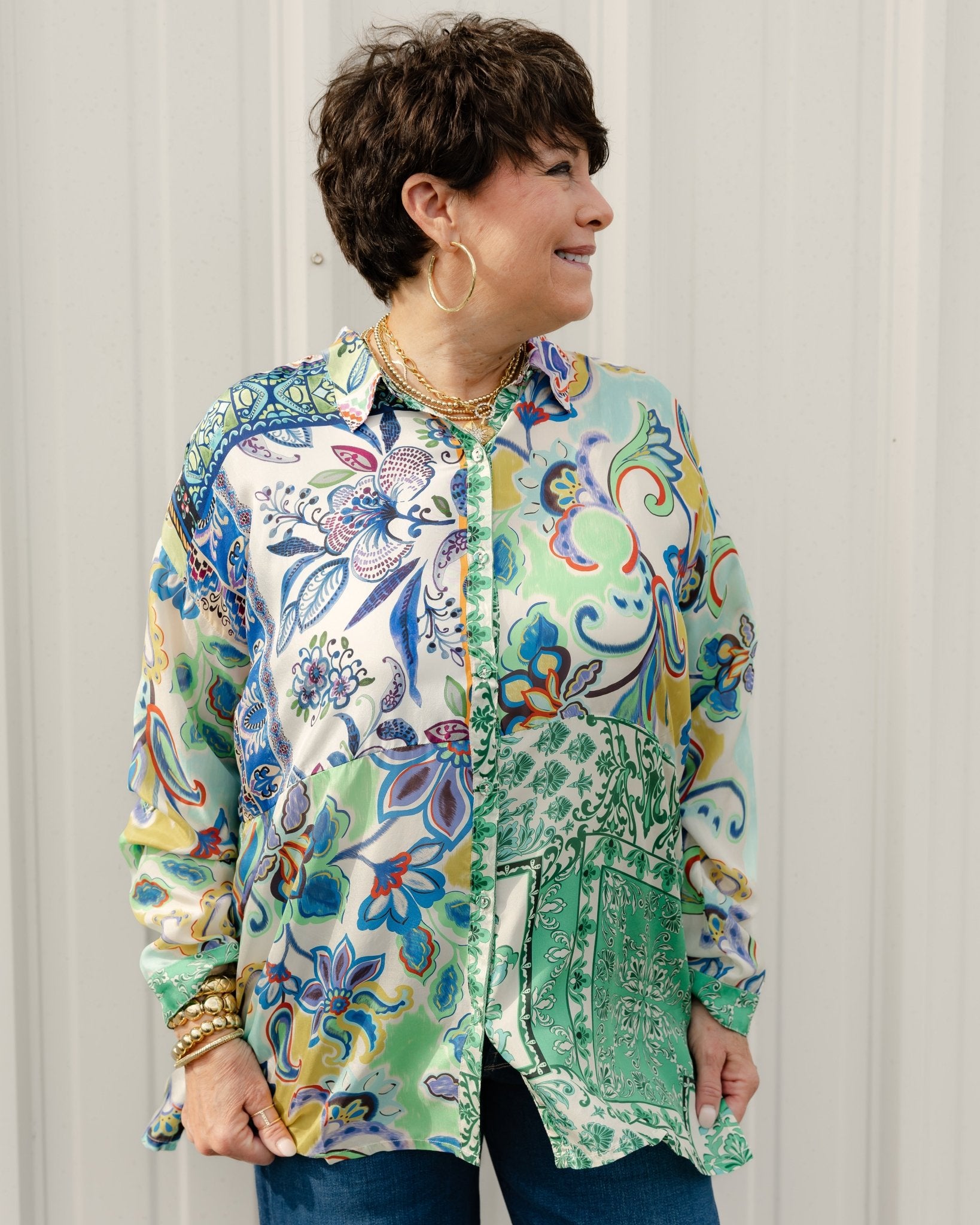 Ameria Patchwork Audrey Tunic - Olive You BoutiqueJOHNNY WAS COLLECTION227682C29326-3