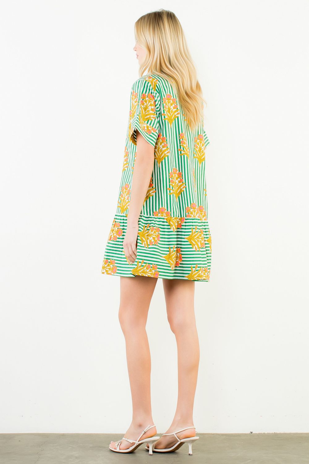 Garden Striped Floral Dress - Olive You BoutiqueTHML231418SRT2044-1