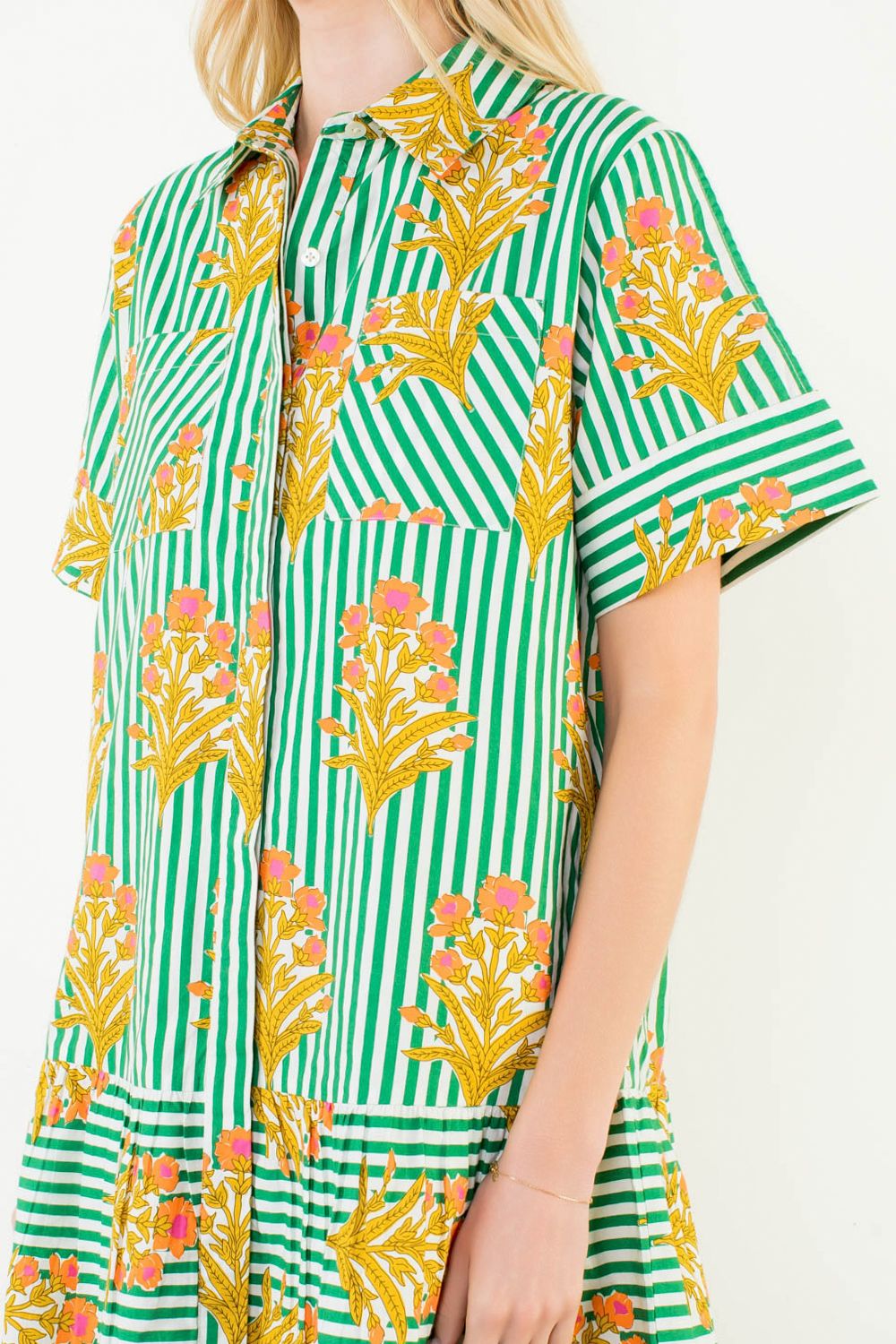 Garden Striped Floral Dress - Olive You BoutiqueTHML231418SRT2044-1