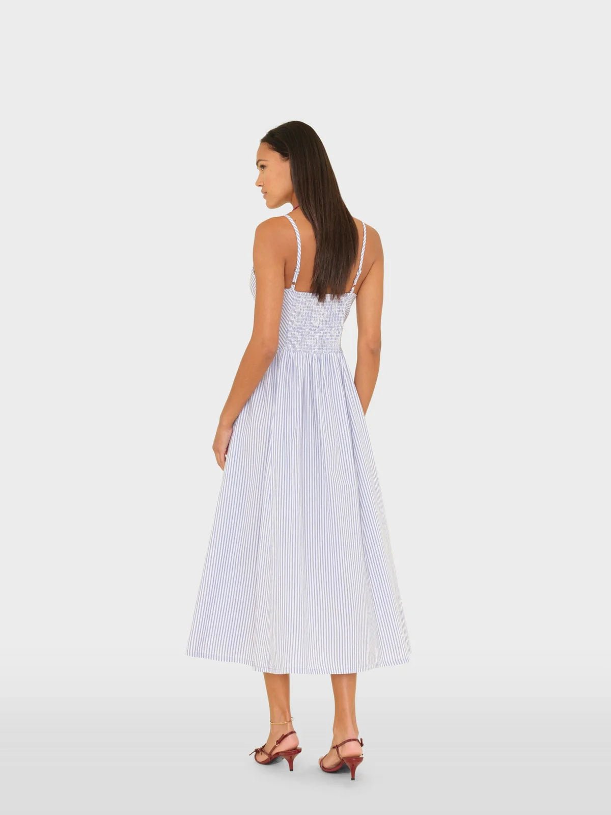 Bardot Striped Spaghetti Strap Midi Dress BLUE / XS